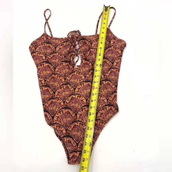 Madewell Second Wave One Piece Swimsuit Large Painted Seashells Boho Tie Front - Picture 11 of 12